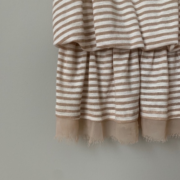 {Mine} Tan & White Striped Peplum Tank Top - Picture 6 of 6